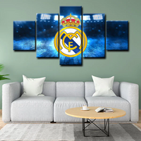 Real Madrid CF La Liga Football Team Logo 5 Piece Canvas Wall Art Painting Wallpaper Poster Picture Print Photo Decor