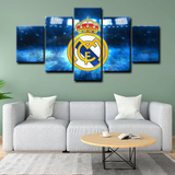 Real Madrid CF La Liga Football Team Logo 5 Piece Canvas Wall Art Painting Wallpaper Poster Picture Print Photo Decor