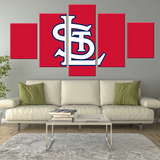 MLB St. Louis Cardinals Baseball Sports Team Logo 5 Piece Canvas Wall Art Painting Wallpaper Poster Picture Print Photo Decor