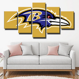 Baltimore Ravens NFL Football Sports Team Logo Yellow 5 Piece Canvas Wall Art Painting Wallpaper Poster Picture Print Photo Decor