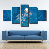 MLB Baseball Los Angeles Dodgers Sports Team Blue Logo 5 Piece Canvas Wall Art Painting Wallpaper Poster Picture Print Photo Decor