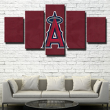 Los Angeles Angels MLB Baseball Team Logo Dark Red 5 Piece Canvas Wall Art Painting Wallpaper Poster Picture Print Photo Decor