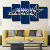 Houston Astros MLB Baseball Sports Team Blue Logo 5 Piece Canvas Wall Art Painting Wallpaper Poster Picture Print Photo Decor