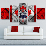 Edmonton Oilers NHL Hockey Sports Maple Leaf Logo 5 Piece Canvas Wall Art Painting Wallpaper Poster Picture Print Photo Decor