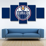 Edmonton Oilers NHL Hockey Sports Lce Blue Logo 5 Piece Canvas Wall Art Painting Wallpaper Poster Picture Print Photo Decor