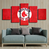 Boston Red Sox MLB Baseball Sports Team Red Logo 5 Piece Canvas Wall Art Painting Wallpaper Poster Picture Print Photo Decor