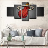 Miami Heat NBA Basketball Sports Team Logo 5 Piece Canvas Wall Art Painting Wallpaper Poster Picture Print Photo Decor
