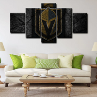 NHL Hockey Sports Vegas Golden Knights Team Logo 5 Piece Canvas Wall Art Painting Wallpaper Poster Picture Print Photo Decor