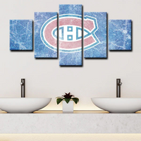 NHL Hockey Montreal Canadiens Sports Team Logo 5 Piece Canvas Wall Art Painting Wallpaper Poster Picture Print Photo Decor