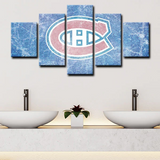 NHL Hockey Montreal Canadiens Sports Team Logo 5 Piece Canvas Wall Art Painting Wallpaper Poster Picture Print Photo Decor