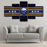 NHL Hockey Sports Team Buffalo Sabres Logo 5 Piece Canvas Wall Art Painting Wallpaper Poster Picture Print Photo Decor
