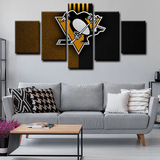 Pittsburgh Penguins Logo NHL Hockey Sports Team 5 Piece Canvas Wall Art Painting Wallpaper Poster Picture Print Photo Decor