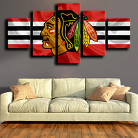 Chicago Blackhawks NHL Hockey Sports Team Logo 5 Piece Canvas Wall Art Painting Wallpaper Poster Picture Print Photo Decor
