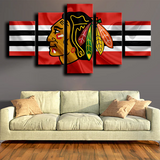 Chicago Blackhawks NHL Hockey Sports Team Logo 5 Piece Canvas Wall Art Painting Wallpaper Poster Picture Print Photo Decor