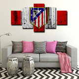 Atlético Madrid Football Club Soccer Team Logo 5 Piece Canvas Wall Art Painting Wallpaper Poster Picture Print Photo Decor