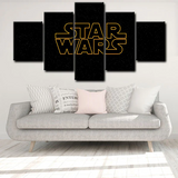 Star Wars Sci-Fi Movie Franchise Black Logo 5 Piece Canvas Wall Art Painting Wallpaper Poster Picture Print Photo Decor