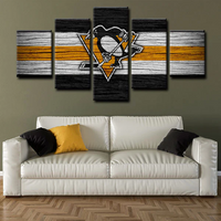Pittsburgh Penguins NHL Hockey Sports Team Logo 5 Piece Canvas Wall Art Painting Wallpaper Poster Picture Print Photo Decor