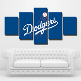 Los Angeles Dodgers MLB Baseball Sports Team Blue Logo 5 Piece Canvas Wall Art Painting Wallpaper Poster Picture Print Photo Decor