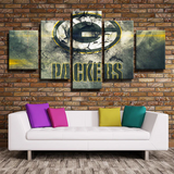 NFL Sports Team Green Bay Packers Logo Split Wall 5 Piece Canvas Wall Art Painting Wallpaper Poster Picture Print Photo Decor