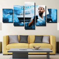 Sergio Agüero Manchester City FC Striker Football 5 Piece Canvas Wall Art Painting Wallpaper Poster Picture Print Photo Decor