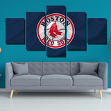 Boston Red Sox MLB Baseball Team Logo Emblem 5 Piece Canvas Wall Art Painting Wallpaper Poster Picture Print Photo Decor