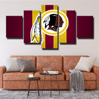 Washington Redskins NFL Football Yellow Stripes Logo 5 Piece Canvas Wall Art Painting Wallpaper Poster Picture Print Photo Decor
