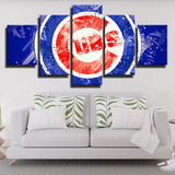 Chicago Cubs MLB Baseball Sports team Blue Logo 5 Piece Canvas Wall Art Painting Wallpaper Poster Picture Print Photo Decor