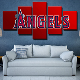 Los Angeles Angels MLB Baseball Team Logo Main Red 5 Piece Canvas Wall Art Painting Wallpaper Poster Picture Print Photo Decor