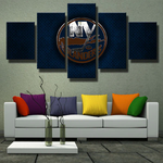 New York Islanders NHL Hockey Team Logo 5 Piece Canvas Wall Art Painting Wallpaper Poster Picture Print Photo Decor