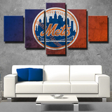 MLB New York Mets Baseball Sports Team Logo 5 Piece Canvas Wall Art Painting Wallpaper Poster Picture Print Photo Decor