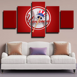 New York Yankees MLB Baseball Sports Team Red Logo 5 Piece Canvas Wall Art Painting Wallpaper Poster Picture Print Photo Decor