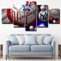 New York Yankees MLB Baseball Sports Team 3D Logo 5 Piece Canvas Wall Art Painting Wallpaper Poster Picture Print Photo Decor