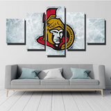 NHL Hockey Team Ottawa Senators Scratched Ice Logo 5 Piece Canvas Wall Art Painting Wallpaper Poster Picture Print Photo Decor