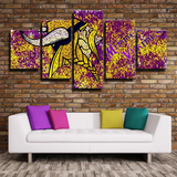 Minnesota Vikings NFL Football Team Floral Logo 5 Piece Canvas Wall Art Painting Wallpaper Poster Picture Print Photo Decor