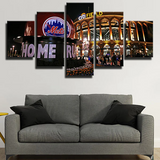 MLB Baseball Team New York Mets Stadium Night View 5 Piece Canvas Wall Art Painting Wallpaper Poster Picture Print Photo Decor