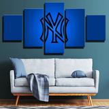 New York Yankees MLB Baseball Team Dark Blue Logo 5 Piece Canvas Wall Art Painting Wallpaper Poster Picture Print Photo Decor