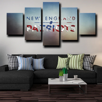 NFL Football Team New England Patriots Text Logo 5 Piece Canvas Wall Art Painting Wallpaper Poster Picture Print Photo Decor