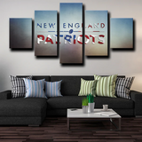 NFL Football Team New England Patriots Text Logo 5 Piece Canvas Wall Art Painting Wallpaper Poster Picture Print Photo Decor