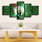 Boston Celtics NBA Basketball Sports Team Green Logo 5 Piece Canvas Wall Art Painting Wallpaper Poster Picture Print Photo Decor