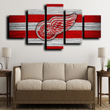 Detroit Red Wings NHL Hockey Team Red & White Logo 5 Piece Canvas Wall Art Painting Wallpaper Poster Picture Print Photo Decor