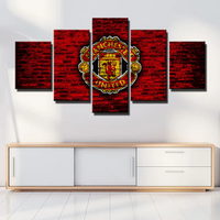 Premier League Team Manchester United Football Club Logo 5 Piece Canvas Wall Art Painting Wallpaper Poster Picture Print Photo Decor