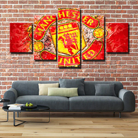 Manchester United Football Club Soccer Team Logo 5 Piece Canvas Wall Art Painting Wallpaper Poster Picture Print Photo Decor