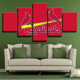 MLB Baseball Sports Team St. Louis Cardinals Red Logo 5 Piece Canvas Wall Art Painting Wallpaper Poster Picture Print Photo Decor