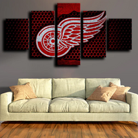 Detroit Red Wings NHL Hockey Sports Team Logo 5 Piece Canvas Wall Art Painting Wallpaper Poster Picture Print Photo Decor
