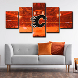 Calgary Flames NHL Hockey Sports Team Logo 5 Piece Canvas Wall Art Painting Wallpaper Poster Picture Print Photo Decor
