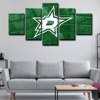 Dallas Stars NHL Hockey Sports Team Logo Green 5 Piece Canvas Wall Art Painting Wallpaper Poster Picture Print Photo Decor