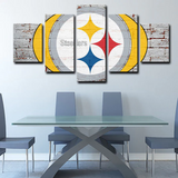 Pittsburgh Steelers NFL American Football Team Logo 5 Piece Canvas Wall Art Painting Wallpaper Poster Picture Print Photo Decor