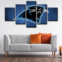 NFL Football Carolina Panthers Team Logo Sports 5 Piece Canvas Wall Art Painting Wallpaper Poster Picture Print Photo Decor