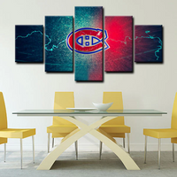 Montreal Canadiens NHL Hockey Sports Team Logo 5 Piece Canvas Wall Art Painting Wallpaper Poster Picture Print Photo Decor