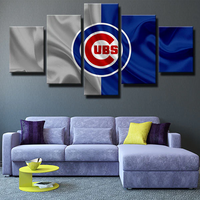MLB Chicago Cubs Logo Baseball Sports team 5 Piece Canvas Wall Art Painting Wallpaper Poster Picture Print Photo Decor